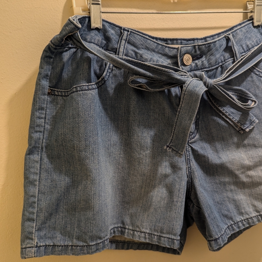 Gap Tie Belt Denim Medium Blue Jean Shorts High Rise Retro- 14 - Picture 6 of 13